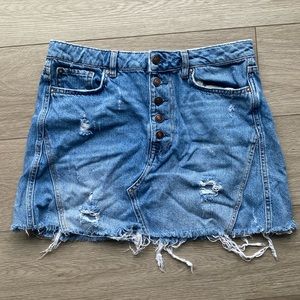 We The Free distressed button fly aline denim skirt women’s size 30